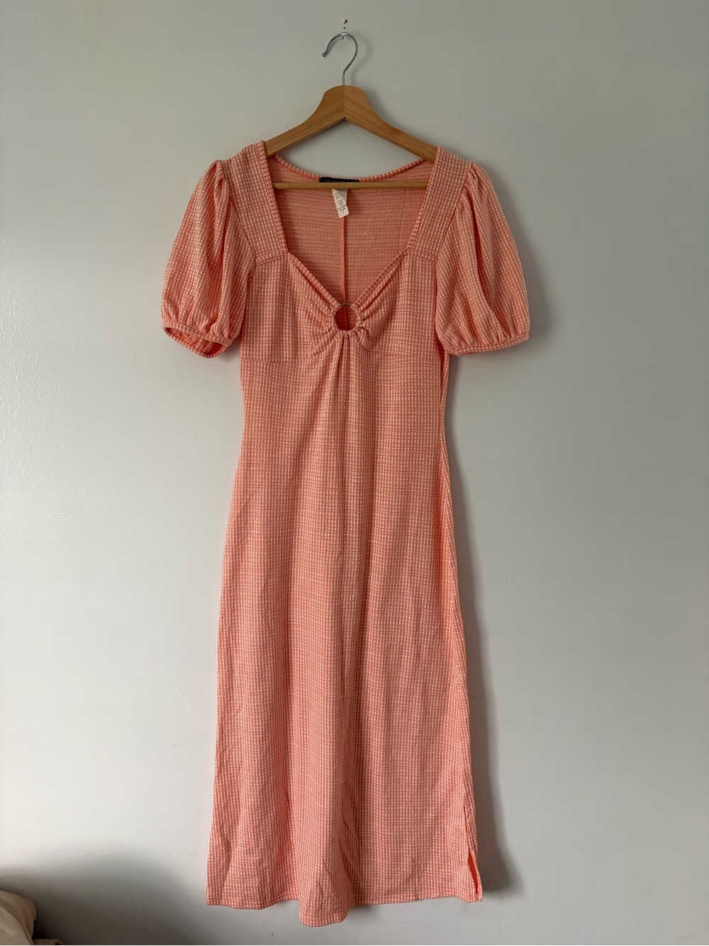 Orange Midi Dress with Ring-Detail Front